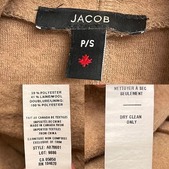 JACOB Vintage Wool Waterfall Wrap Cardigan Sweater Camel S - Picture 12 of 12